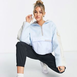 Jordan Cozy Girl fleece hoodie in baby blue and oatmeal